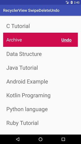 Swipe To Delete RecyclerView Items With UNDO In Android Studio - Android  Hire